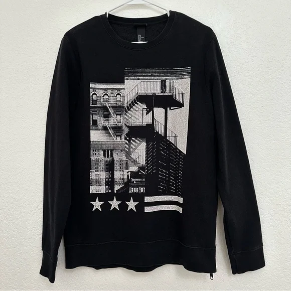 H&M Black Crewneck Sweater with Graphic Print - Picture 1 of 13